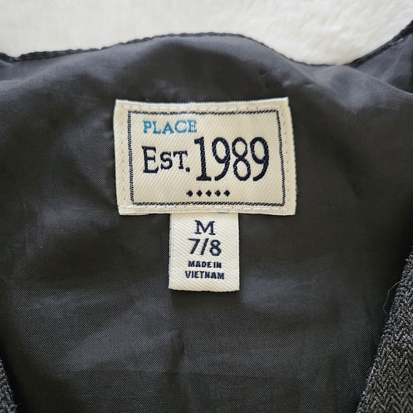 ❤️3/$12 Place Herringbone Charcoal Kids Vest M 7/8 - Picture 2 of 5
